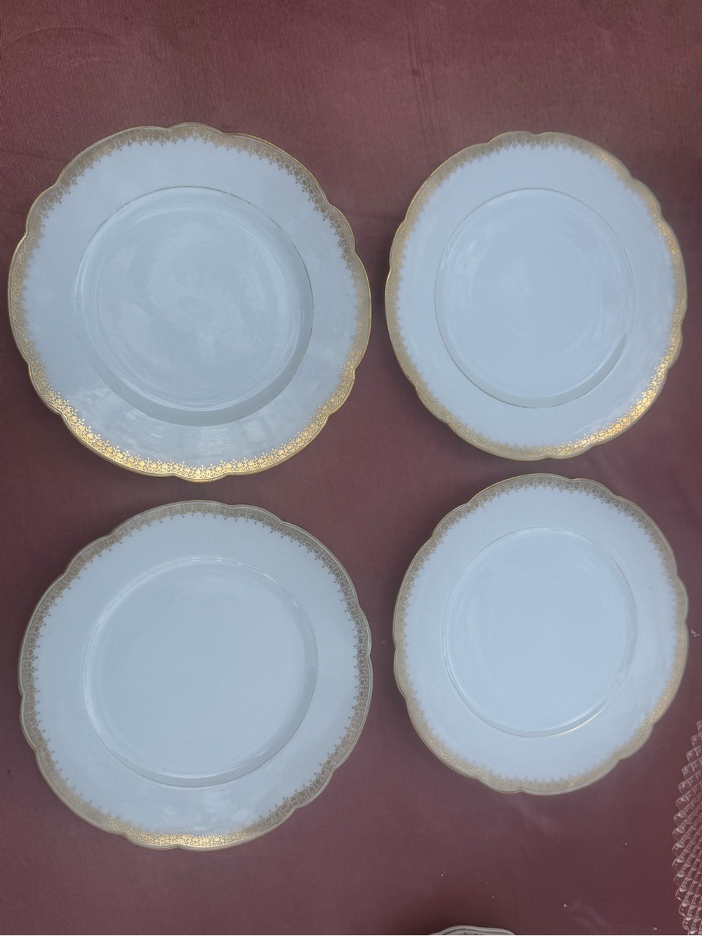 1890s Antique Limoges Bernardaud Gold Encrusted Salad Plates - Set of 4